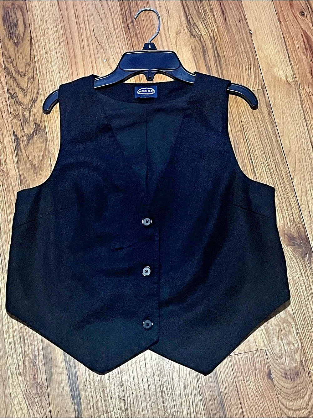 Scoop Linen Blend Black Vest Size S Sleeveless Button Front